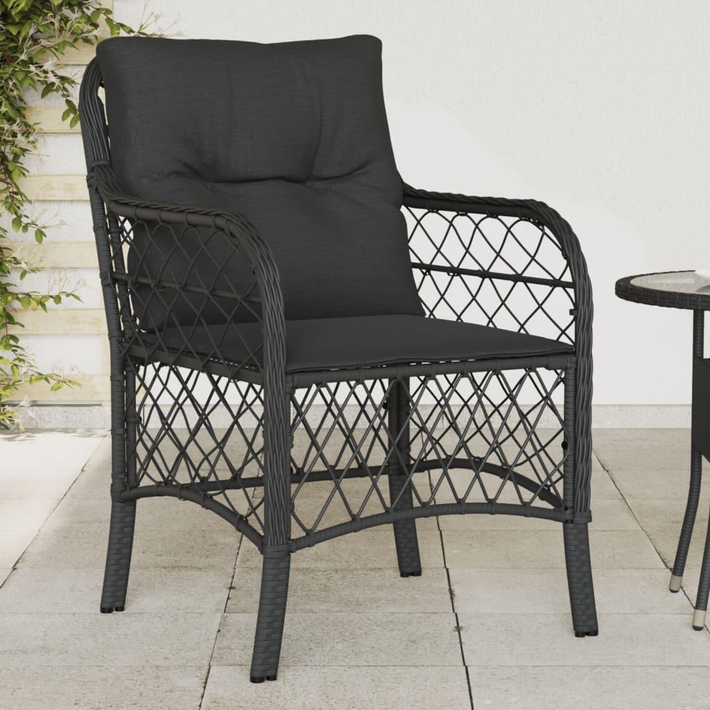 Havestole med hynder 2 stk. polyrattan sort
