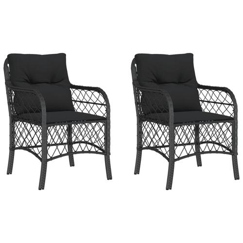 Havestole med hynder 2 stk. polyrattan sort
