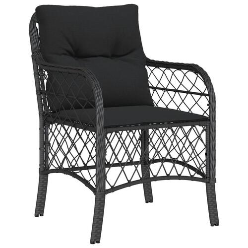 Havestole med hynder 2 stk. polyrattan sort