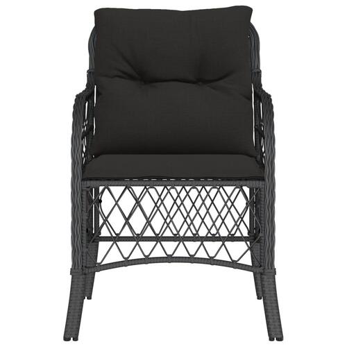 Havestole med hynder 2 stk. polyrattan sort