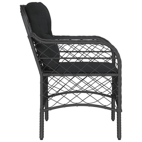Havestole med hynder 2 stk. polyrattan sort