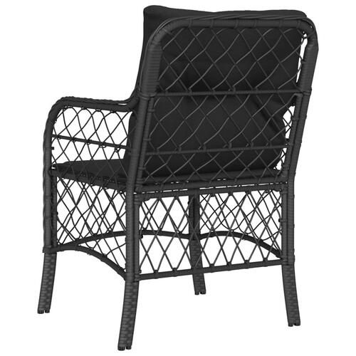 Havestole med hynder 2 stk. polyrattan sort
