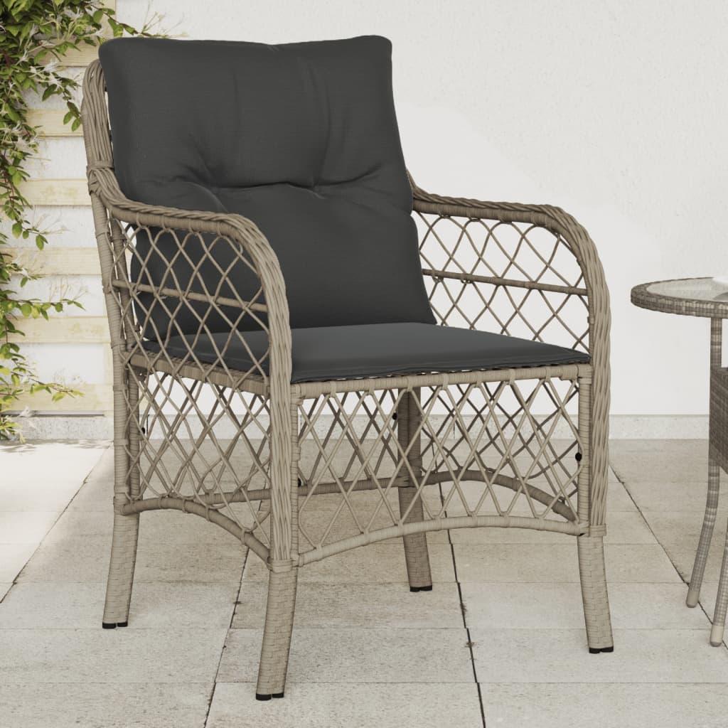 Havestole 2 stk. med hynder polyrattan lysegrå