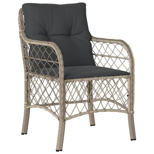 Havestole 2 stk. med hynder polyrattan lysegrå
