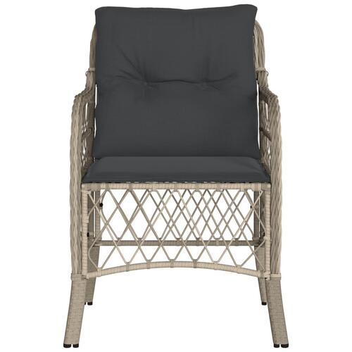 Havestole 2 stk. med hynder polyrattan lysegrå