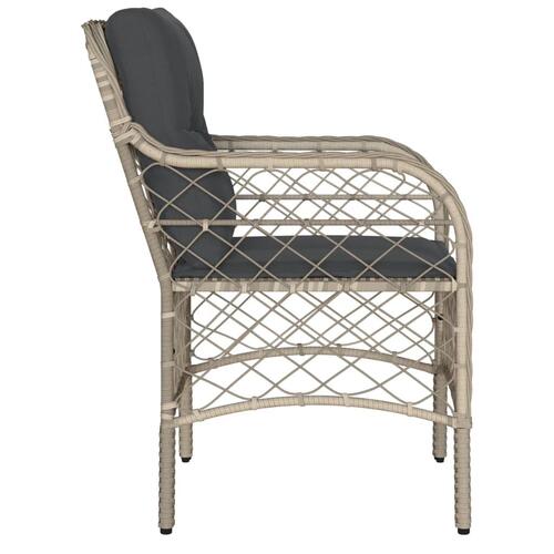 Havestole 2 stk. med hynder polyrattan lysegrå
