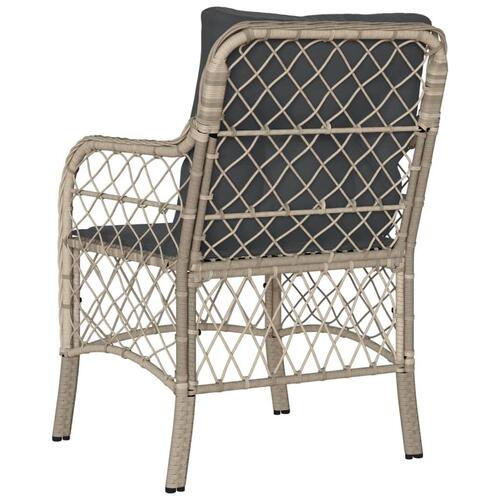 Havestole 2 stk. med hynder polyrattan lysegrå