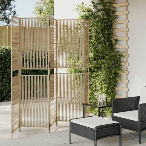 Rumdeler med 5 paneler i polyrattan - beige