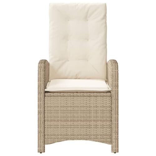 Havestol med lænefunktion og hynder polyrattan beige