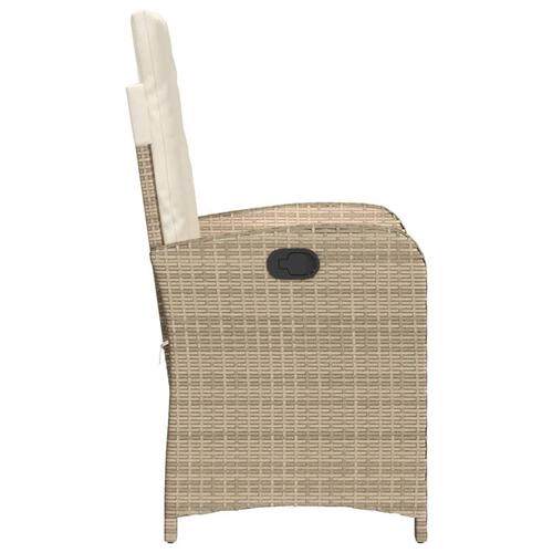 Havestol med lænefunktion og hynder polyrattan beige