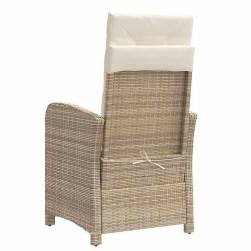 Havestol med lænefunktion og hynder polyrattan beige