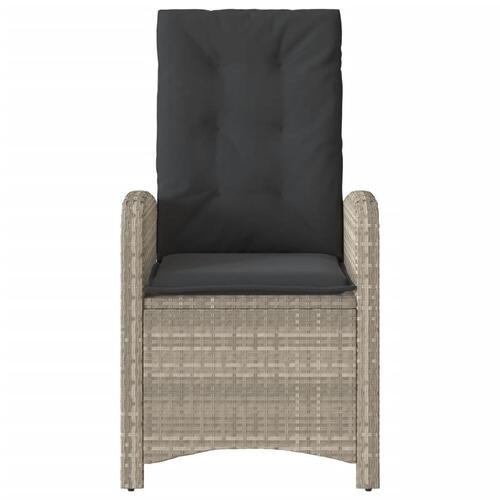 Havestol med lænefunktion og hynder polyrattan lysegrå