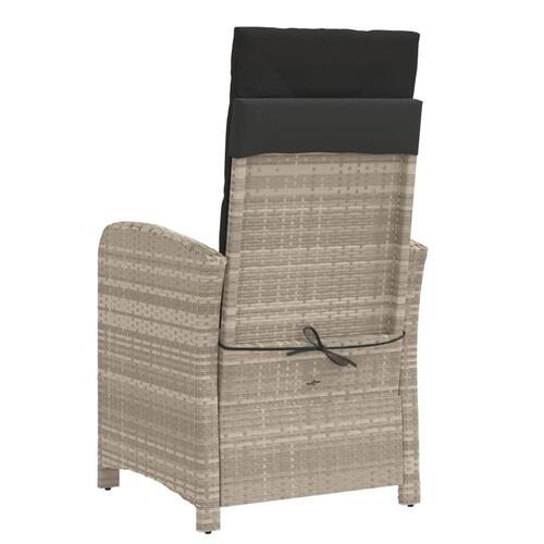 Havestol med lænefunktion og hynder polyrattan lysegrå