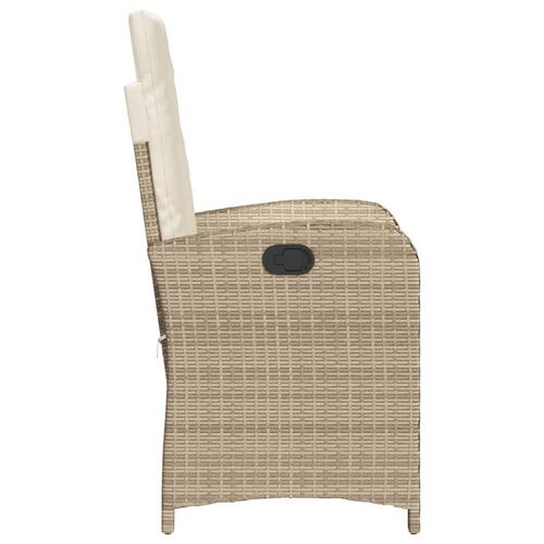 Havestole 2 stk. med lænefunktion og hynder polyrattan beige