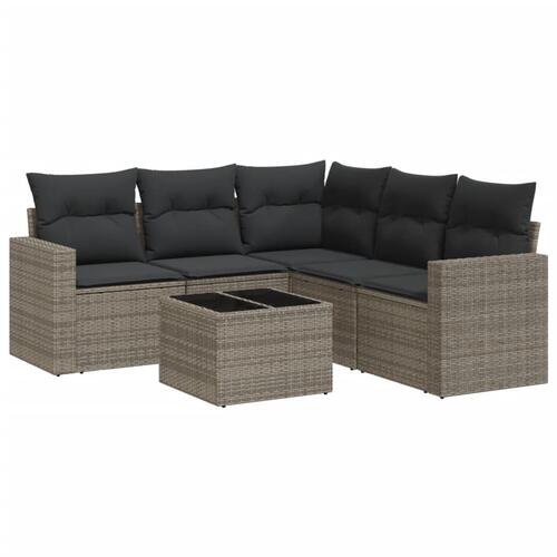 Sofasæt til haven 6 dele med hynder polyrattan grå