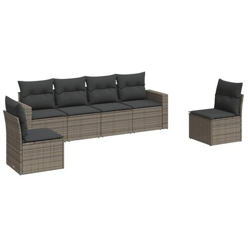 Sofasæt til haven 6 dele med hynder polyrattan grå