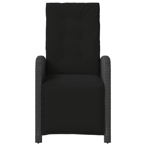 Havestole 2 stk. med lænefunktion og fodstøtte polyrattan sort