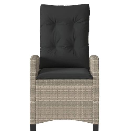 Havestole 2 stk. med lænefunktion og hynder polyrattan lysegrå