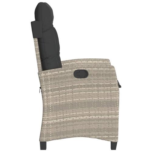 Havestole 2 stk. med lænefunktion og hynder polyrattan lysegrå