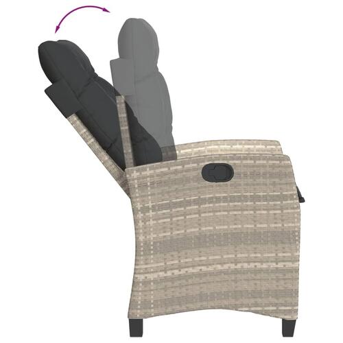 Havestole 2 stk. med lænefunktion og hynder polyrattan lysegrå