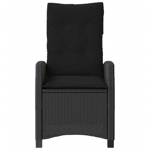 Havestole med hynder 2 stk. justerbart ryglæn polyrattan sort