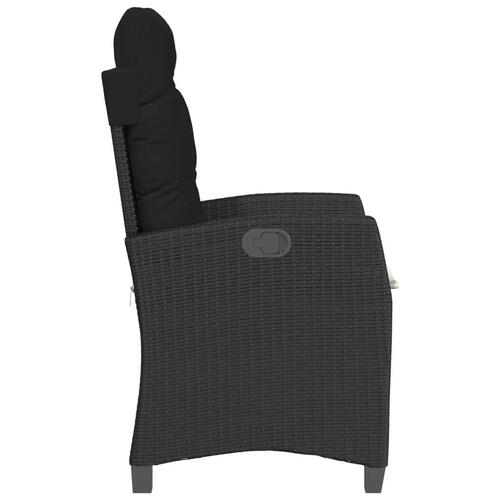 Havestole med hynder 2 stk. justerbart ryglæn polyrattan sort