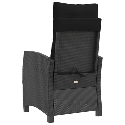 Havestole med hynder 2 stk. justerbart ryglæn polyrattan sort