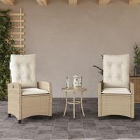 Havestole 2 stk. med lænefunktion og hynder polyrattan beige