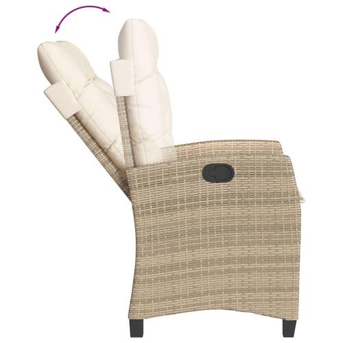 Havestole 2 stk. med lænefunktion og hynder polyrattan beige