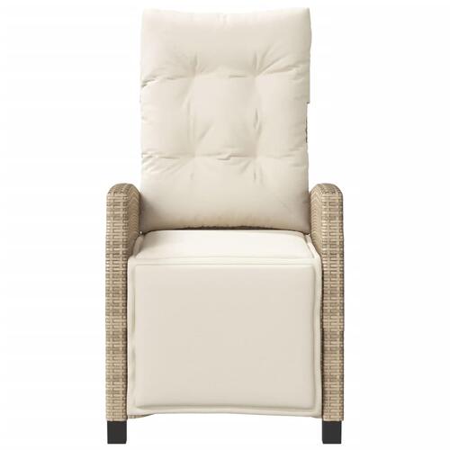 Havestol med lænefunktion og fodstøtte polyrattan beige