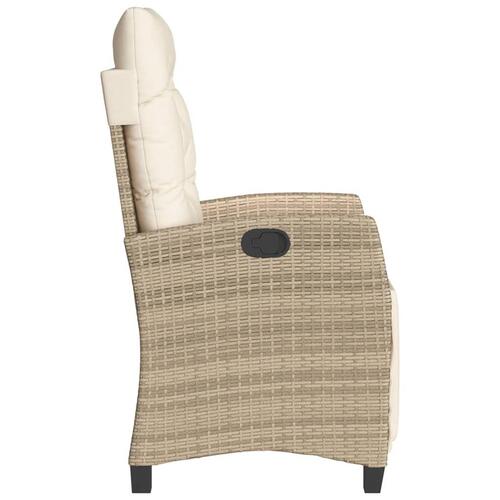 Havestol med lænefunktion og fodstøtte polyrattan beige