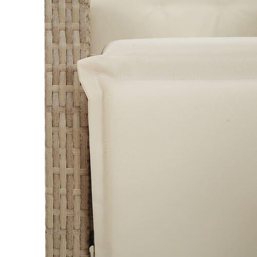 Havestol med lænefunktion og fodstøtte polyrattan beige