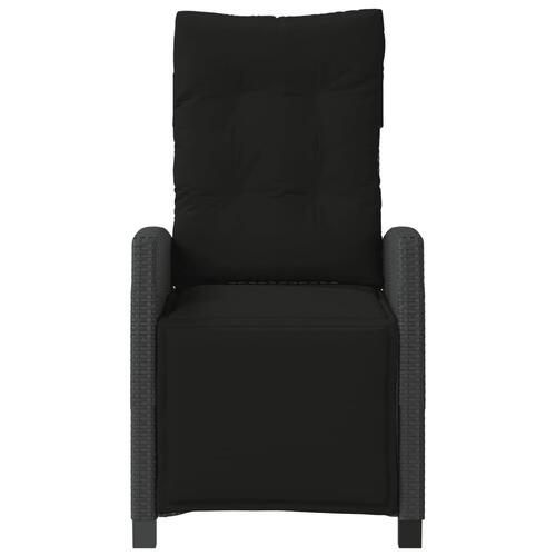 Havestole 2 stk. med lænefunktion og fodstøtte polyrattan sort