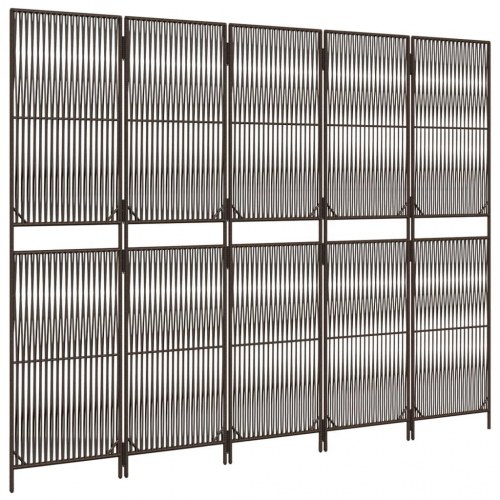 Rumdeler med 5 paneler i polyrattan - brun, foldbar