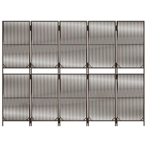 Rumdeler med 5 paneler i polyrattan - brun, foldbar
