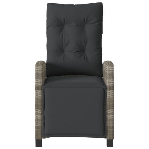 Havestole 2 stk. med lænefunktion og fodstøtte polyrattan grå