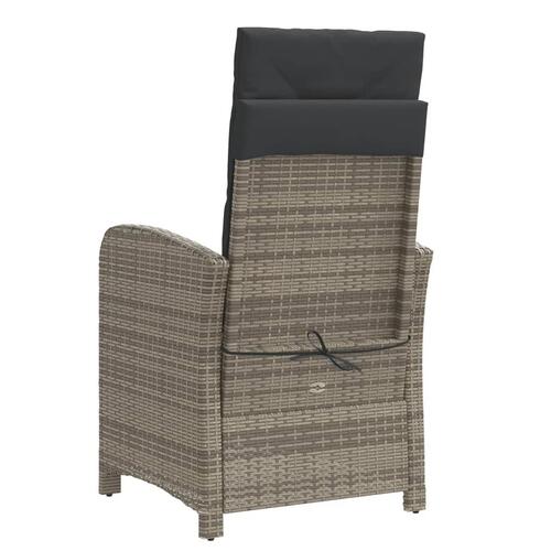 Havestole 2 stk. med lænefunktion og fodstøtte polyrattan grå
