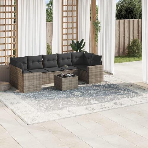 Sofasæt til haven 8 dele med hynder polyrattan grå