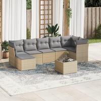 Sofasæt til haven 8 dele med hynder polyrattan beige