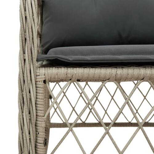 Spisebordssæt til haven 7 dele med hynder polyrattan lysegrå