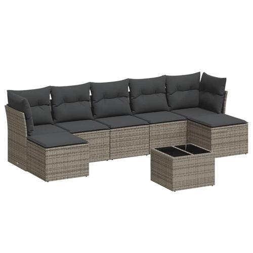 Sofasæt til haven 8 dele med hynder polyrattan grå
