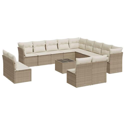 Sofasæt til haven 14 dele med hynder polyrattan beige