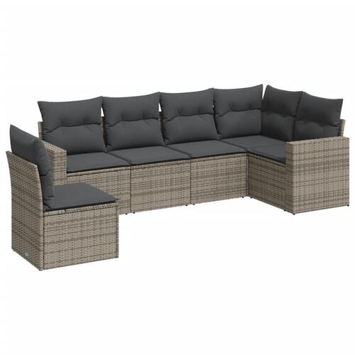 Sofasæt til haven 6 dele med hynder polyrattan grå