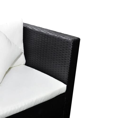 Haveloungesæt 4 dele med hynder polyrattan sort