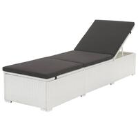 Liggestol med sort hynde polyrattan hvid