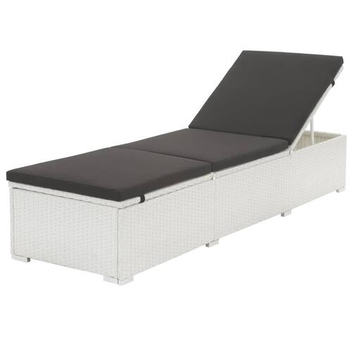 Liggestol med sort hynde polyrattan hvid