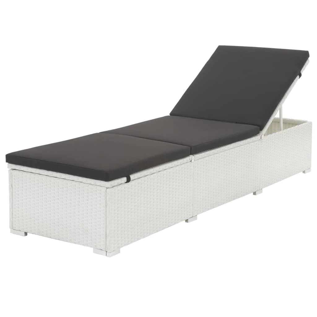 Liggestol med sort hynde polyrattan hvid