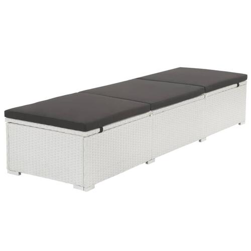 Liggestol med sort hynde polyrattan hvid