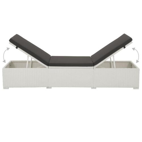 Liggestol med sort hynde polyrattan hvid