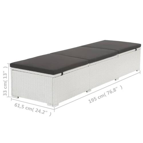 Liggestol med sort hynde polyrattan hvid